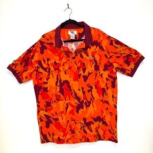 Retro Fox Men's Polo Short Sleeve Orange Camo 100% Cotton - Size 2XL